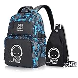 CALIYO Schulranzen Set, Schulrucksack Teenager Jungen Schulranzen Mädchen, Reflektierender Rucksack Schule Kinderrucksack, Wasserdichtes Outdoor-Camping Rucksack-Umhängetaschen Set