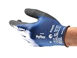 Ansell HyFlex 11-925 Ölabweisenden Arbeitshandschuhe, Rutschfeste Nitril-Beschichtung, Wasserdichte Schutzhandschuhe für Industrie und Mechanik, Dünne Montagehandschuhe, Blau, Größe L (1 Paar)