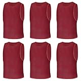 AUYAO Fussballtraining Leibchen Fubball Kinder 6 Set Herren Mesh Trimmage Trainingsleibchen Fußball Trainingsweste Sport Markierungshemd Damen Westen Fussball Volleyball Basketball Teamtraining M,Rot