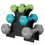 SONGMICS Kurzhantel Set, Hexagon, mit Hantelständer, 2 x 1...