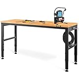 VEVOR Höhenverstellbare Werkbank 122 x 61 x 72-97 cm Spanntisch, 900 kg Gewichtskapazität Arbeitstisch, Braun Klappbare Werkzeugbank aus Kaltgewalzter Stahl, Multifunktionswerktisch für Werkstatt