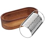 LALAFINA Käsereibe Gemüsereibe aus Edelstahl und Akazienholz Küchenreibe für Käse und Kartoffeln mit Müheloser Handhabung für Kochen und Lebensmittelzubereitung