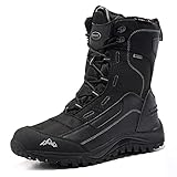 ROOKMARK Schneestiefel für Herren Warm Gefüttert Winterstiefel Wasserdicht Trekking Wanderschuhe Atmungsaktive schneedicht, strapazierfähig, Laufsohle Gummi (422-schwarz,44)