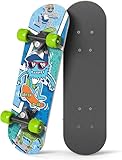 Rude Boyz 43,2 cm Mikro-Komplett-Skateboard, Ahornholz, ABEC 7-Kugellager, Doppel-Kick-konkaves Deck, Kinder-Skateboard, ideales Kleinkind-Cruiser-Skateboard, Alter 2–5 Jahre