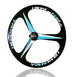 QUYCOIU 20/24'' Mag Magnesium Mountainbike Vorder- Und Hinterräder Scheibenbremsnaben 3-Speichen-Laufradsatz 100/135 Mm Für 6-9-Gang-Freilauf(Black-Blue,20in-Front)