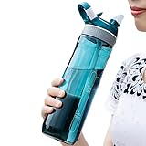 Große Wasserflasche, Sportflasche - Outdoor-Trinkflasche - Travel Supplies Großer Strohhalmbecher, 24-Unzen-Wasserflasche mit Strohhalm und Griff für Fitnessstudio, Schule, Arbeit