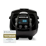 REISHUNGER Digitaler Reiskocher klein, schwarz | 0,6 L bis 3 Personen | Warmhaltefunktion, Timer & Premium Topf | Kleiner Multikocher & Dampfgarer, 8 Programme, 7-Phasen-Technologie