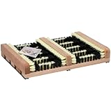 Fußmatte mit Schuhbürste - Schmutzfangmatte mit Anti-Rutsch - Türmatte für Stiefel und Schuhe - Innen- und Außenbereich - Sauberlaufmatte - Holz/Kunststoff