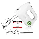 EMERIO elektrischer Handmixer Handrührer Mixer Handrührgerät mit 250 Watt 6 Geschwindigkeiten & Turbotaste extra lange Schneebesen + Knethaken aus Edelstahl (geschirrspülgeeignet) BPA-frei HM-124178