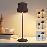 VKH LED-Tischleuchte, kabellos, Touchscreen, dimmbar, 3 Umgebungen, gewelltes Design, USB-C wiederaufladbar, Verwendung im Innen- und Außenbereich, Schlafzimmer, Wohnzimmer, Büro, Braun Rot