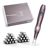 Microneedling Pen A10 Elektrischer Derma-Pen mit LCD Bildschirm und 5 Stufen inkl.22 Nadelpatronen Einstellbar 0-2,5mm Drahtloser Mikronadel Derma Stift für die Gesichtshaut EM4801KIT-EU