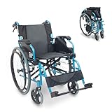 Mobiclinic®, Rollstuhl, Bolonia, Aluminium, Faltbar und leicht, Klappbare geteilte rückenlehne, Abnehmbare fußstütze, Armlehnen, Für erwachsene, Blau