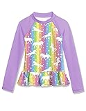 BesserBay uv Shirt mädchen Schwimmshirt Kinder uv badeshirt Kinder uv Schutz Badeanzug mädchen Badeanzug Kinder mädchen uv Badebekleidung mädchen Regenbogen 110