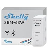 Shelly 3EM-63W Gen3, WLAN-Energiemessgerät für Drei- oder Einphasenanlagen, Echtzeit-Vier-Quadranten-Messung, Keine Lastschwelle, Photovoltaik-kompatibel, Kein Hub Erforderlich