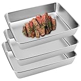 ClcIosis Panierschalen Set 3-Teilig set Edelstahl - 25cm x 20cm x5cm Panierstrasse Edelstahl Gastro Behälter ideal für Salat, Fleisch Marinieren Zutatenaufbewahrung