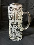 Bierkrug 0,3 l mit Gravur Feuerwehr Logo und Name personalisiert Glas Krug Bierglas Bierseidel Glaskrug individuell Geschenk freiwillige Jugendfeuerwehr Berufsfeuerwehr Feuerwehrmann Feuerwehrfrau FFW