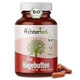 Hagebutten Kapseln hochdosiert BIO | 180 Stück | 595mg reines Hagebuttenpulver pro Kapsel | ohne Zusätze | vegan und laborgeprüft | vom Achterhof