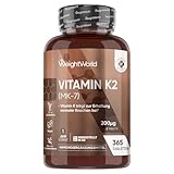 Vitamin K2 MK7 - Als Menachinon - 365 vegane Tabletten - 200µg je Tagedosis - Vitamin K trägt zur Erhaltung normaler Knochen bei (EFSA) - 1 Jahr Vorrat - K2 Vitamin von WeightWorld