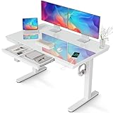 Claiks Glas Höhenverstellbarer Schreibtisch 120x60 cm Elektrischer Steh-Sitz-Schreibtisch mit robuster Glasplatte Leiser Motor für Homeoffice & Büro Ergonomisches Design für gesundes Arbeiten (Weiß)