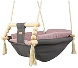 Babyschaukel Kleinkindschaukel Babyliegeschaukel Stoffschaukel Babywippe Wiege (Muster: grau, rosa)