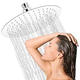 24,5 cm Duschkopf Regendusche Duschkopf Regenduschkopf Edelstahl Fester Kopfbrause Dusche Kopfbrause Regendusche Kopf 360° Verstellbar mit Anti-Kalk-Düsen, G1/2'', Silber