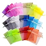 Saketos Organzasäckchen 25 Stück Geschenkbeutel Organzasäckchen bunt Schmuckbeutel Verschiedene Größen mit Kordel Hochzeit Geschenk Stoffsäckchen Gastgeschenke I 5 x 7 cm - Farbenmix