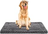 Exsnugy Waschbare Hundebettauflage, Ultraweich Hundematte, Hautfreundliche Hundematratze für Kleine bis Große Hunde, XL 106x71 cm, Dunkelgrau