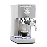 Klarstein Pausa Espressomaker, Siebträgermaschine mit 1350 Watt, Espressomaschine 20 Bar Druck, Siebträger Kaffeemaschine mit Wassertank: 1,4 Liter Edelstahl,silber