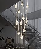 HJYBFA Moderne und exquisite Kronleuchter für das Haus, Hängeleuchte in Tropfenform, für Treppen, Villa, Duplex, lange Lampe aus Kristall, Restaurant, Lucky Star