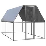 ChicAbode Outdoor-Hühnerkäfig 2x4x2m Verzinkter Stahl Hühnerstall Freilaufgehege für Hühner Kleintiere, Hühnerhaus Kleintierstall