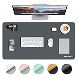 TECKNET Schreibtischunterlage, 80 x 40cm Große Tischschutzpolster,wasserdichte Laptop Desk Mat,PU Leder Tischunterlage, Abwischbar Schreibunterlage für Büro/Zuhause (Hellgrau)
