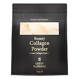 Satin Naturel Kollagen Pulver Hochdosiert mit Hyaluron & Vitamin C - Kollagen Hydrolysat Peptide Typ 1&3 ohne Aromen, Premium Collagen Rinderkollagen Pulver für Gelenke, Haare, Haut & Nägel