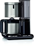 Bosch Filterkaffeemaschine Styline TKA8A683, Aroma Sensor, Edelstahl-Thermokanne 1,1 L, für 8-12 Tassen, Abschaltautomatik, Entkalkungssystem, Tropfstopp, abnehmbarer Wassertank (1 L), 1100 W, schwarz