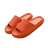 Yeeteepot Herren Damen Badeschlappen Cozislides Dusch Badeschuhe Bequeme Home Slippers Wolke Hausschuhe Badelatschen Sommer Rutschfeste Pantoffeln, Orange 42/43 EU