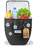 Büchel 20L Kühltasche - Hält bis zu 12h Kühl & Eignet Sich zur Warmhaltung - Thermotasche für Einkauf Picknick Tiefkühlware & Flaschen - Leicht Zu Reinigende Isoliertasche mit Tragegriff Schwarz