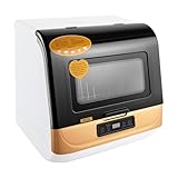 YUNRUX Geschirrspüler 360º Geschirr Reinigen Hochtemperaturtrocknung Spülmaschine mit 3 Waschmodi Mini-Geschirrspüler Tragbarer Tischgeschirrspüler Geräuscharm (Gold)