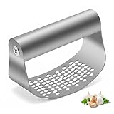 Mmyzao Knoblauchpresse Wippe Edelstahl Verbesserte Knoblauchwippe Garlic Press Knoblauchschneider Knoblauchhobel Spülmaschinenfest Innovatives Design, Küchenhelfer, einfache Handhabung und Reinigung