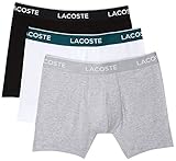 Lacoste Herren 6H3420 Long Man Boxer, Noir/Blanc-Argent Chine, XL (3er Pack)