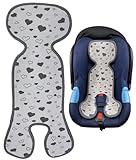 HECKBO Baby Sitzauflage Sommer Antischwitz für Kinderwagen - Babyschale Schale Buggy und Autositz für Baby Kinder Matte - universal - Mädchen Jungen - neutral grau mit Herzen