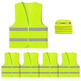 5 Stück Warnwesten Auto, Warnweste Auto, Sicherheitsweste, Pannenweste für Erwachsene, Erwachsene Reflektorweste Auto, Unfallweste Warnschutzweste für Autofahrern Fahrern Arbeitskräften, Gelb