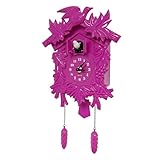 WALPLUS Rose kukuksuhr Vogelklappe Kuckucksuhr mit Kuckucksruf Lautstärke einstellbar Kuckucksuhren Batteriebetrieben Pendel Cuckoo Clock für Zuhause Wohnzimmer Büro Deko