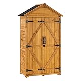 M MCombo Gartenschrank Geräteschuppen Werkzeugschrank Outdoor-Schrank Gartenbox mit Satteldach aus Holz wasserfest Grau/Natur 1000D, 48 X 90 X 178 cm (Natur)