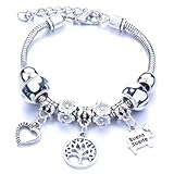 Yean Silber Charm Armband, mit Baumperlen Kettenarmbänder, für Frauen und Mädchen