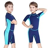 Yikayin Neoprenanzug Kinder Kurz, 2.5mm Neopren Shorty für Jungen Mädchen, Thermo UV Schwimmanzug Rückenreißverschluss zum Schwimmkurs, Tauchen, Surfen, Schnorcheln