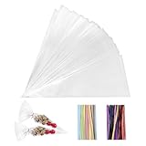 200 Stück Cellophantüten, 25x13 cm Zellophantüten Klarsichttüten Zum Befüllen Durchsichtige Tüten mit 200 Metallbändern für Bonbons, Kekse, Brot, Früchte usw. Perfekt für Geschenkpartys