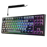 TECWARE Phantom+ Elite Mechanische RGB-Gaming-Tastatur mit 87 Tasten, LED-Hintergrundbeleuchtung, universeller Hot-Swap, kabelgebunden und kabellos, 3 Modi-Konnektivität, robuster Sound, Black Elite