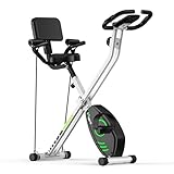 Hometrainer Fahrrad Klappbar, Vigpil Heimtrainer Fahrrad Klappbar von Wenoker - Fitnessbikes mit Handpulsmessung & Pulsmessung Faltbares Standfahrrad Fitnessgerät für Zuhause Büro Training(Grün)