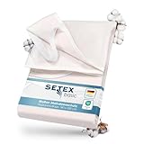 SETEX Molton Matratzenschutz, 180 x 200 cm, Eckgummis, Matratzenschoner aus 100 % Baumwolle, Basic, Naturfarben, Natur, Beige
