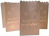10 Stück Paper Lichttüten Lichtertüten Geburtstag Happy Birthday für Teelichter Kerzen Laternen weiß Kerzenhalter Kerzentüten
