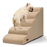 Aodisman 5-stufige Hundetreppe und Rampe für Hochbett, rutschfeste, stabile Haustiertreppe für kleine Hunde und Katzen, 56,4 cm hoch, Khaki